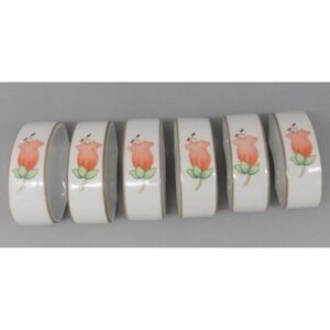 New APILCO Virginie Napkin Rings Porcelaine Deshoulieres France Vintage in Box